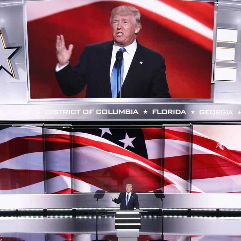 Donald Trump auf dem Nominierungsparteitag der Republikanischen Partei 2016 in Cleveland