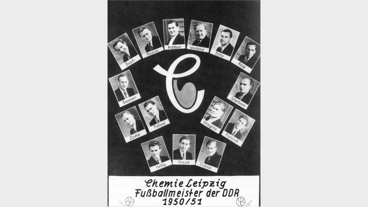 Zu sehen ist eine Fotocollage mit den Spielern der BSG Chemie Leipzig. Zu sehen ist eine Fotocollage mit den Spielern der BSG Chemie Leipzig.
