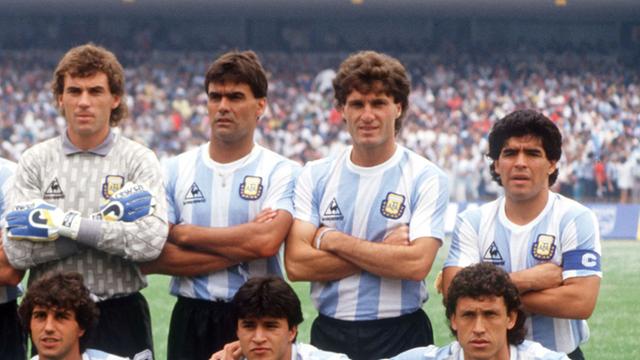 Ein Teil der argentinischen Fußball-Nationalmannschaft des WM-Finals 1986.