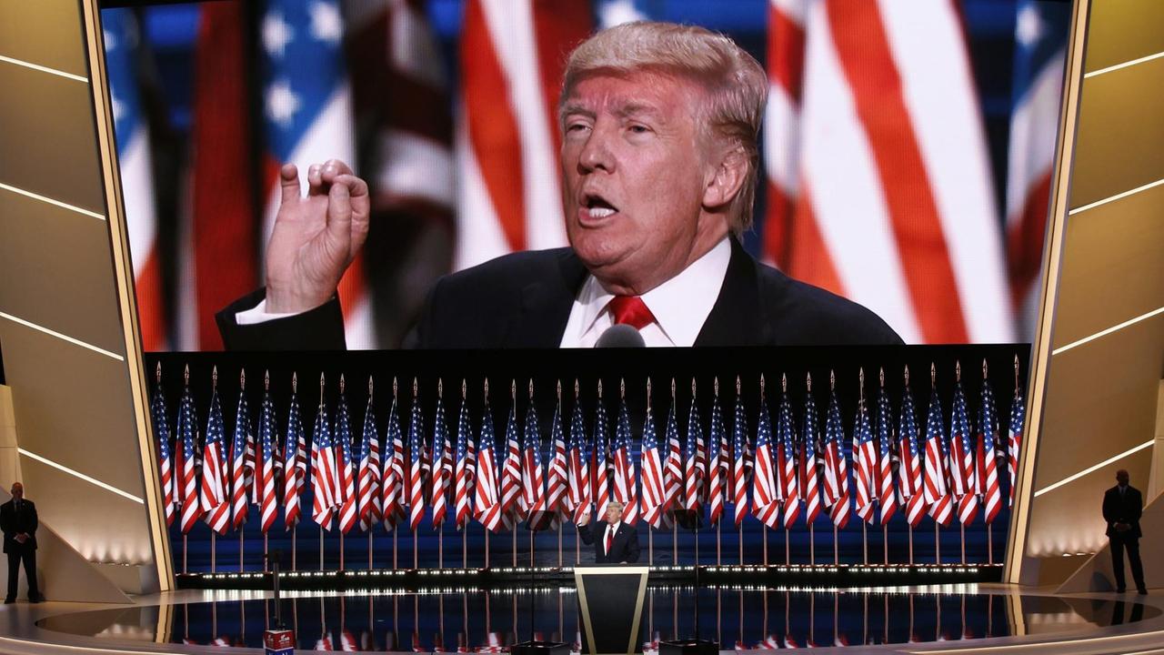 Auf dem Parteitag der US-Republikaner spricht Donald Trump zu den Deelegierten Auf dem Parteitag der US-Republikaner spricht Donald Trump zu den Deelegierten