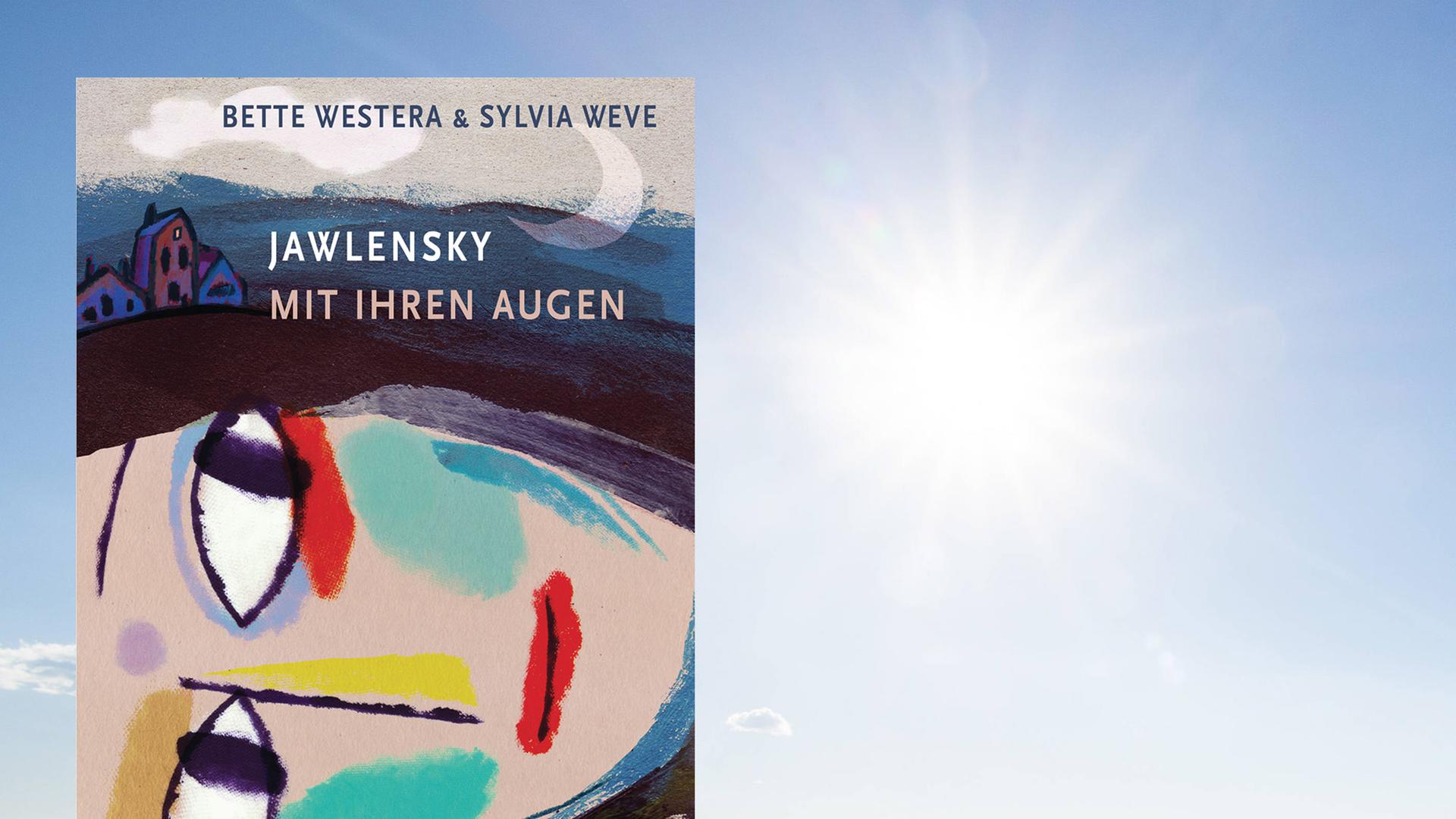 Cover des Buchs "Mit ihren Augen" von Bette Westera, illustriert von Sylvia Weve; im Hintergrund blauer Himmel. Cover des Buchs "Mit ihren Augen" von Bette Westera, illustriert von Sylvia Weve; im Hintergrund blauer Himmel.