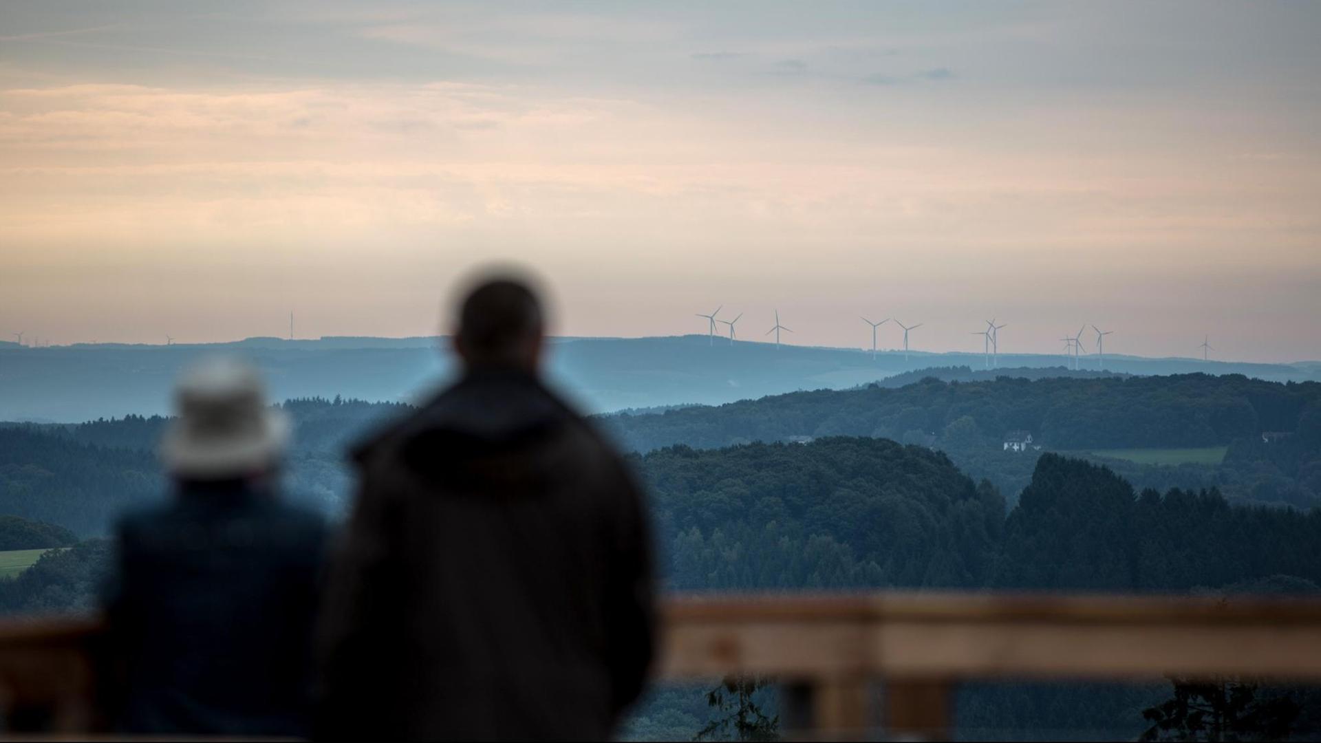 Erste Besucher schauen sich am 12.09.2015 in Waldbröl (Nordrhein-Westfalen) vom Aussichtsturm den Naturerlebnispark "Panarbora" an. Erste Besucher schauen sich am 12.09.2015 in Waldbröl (Nordrhein-Westfalen) vom Aussichtsturm den Naturerlebnispark "Panarbora" an.