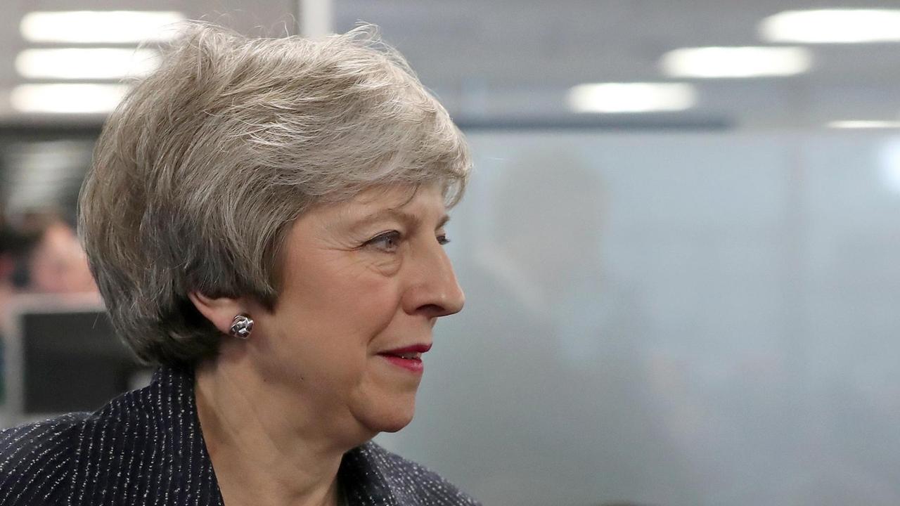 Großbritanniens Premierministerin Theresa May am 5.2.2019 in Belfast. Großbritanniens Premierministerin Theresa May am 5.2.2019 in Belfast.
