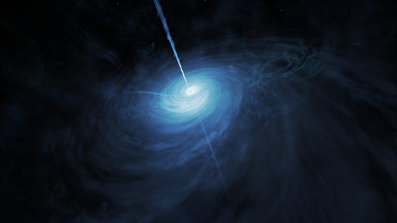 Künstlerische Darstellung eines fernen Quasars Künstlerische Darstellung eines fernen Quasars