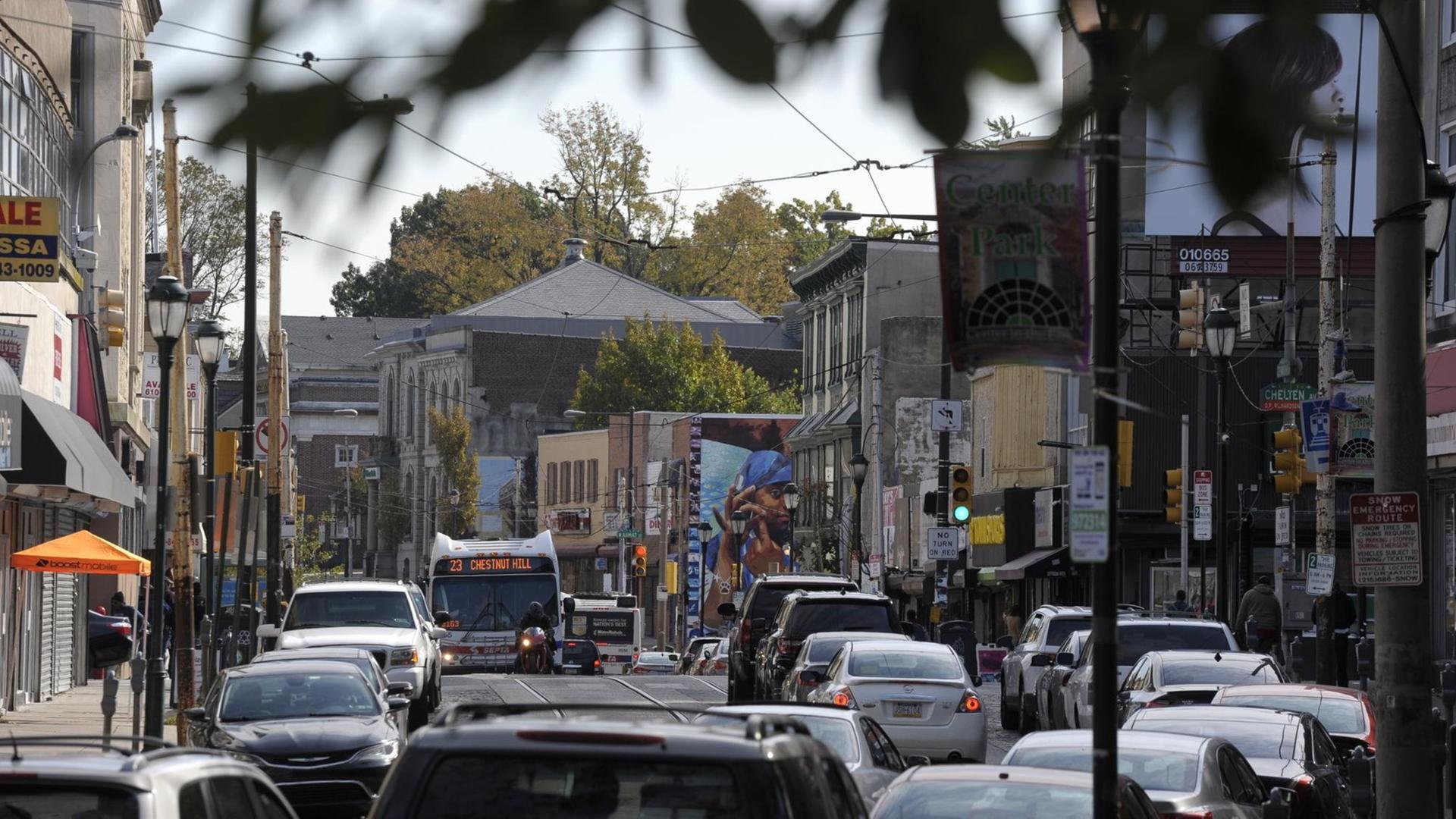 Ein Straßenpanorama von Germantown. Ein Straßenpanorama von Germantown.
