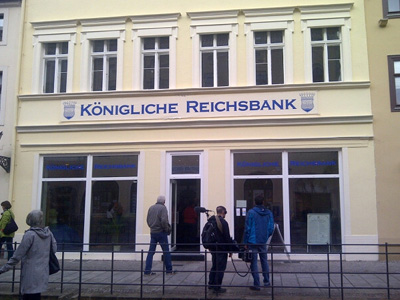 Die Reichsbank der selbsternannten Reichsbürger in Wittenberg Die Reichsbank der selbsternannten Reichsbürger in Wittenberg