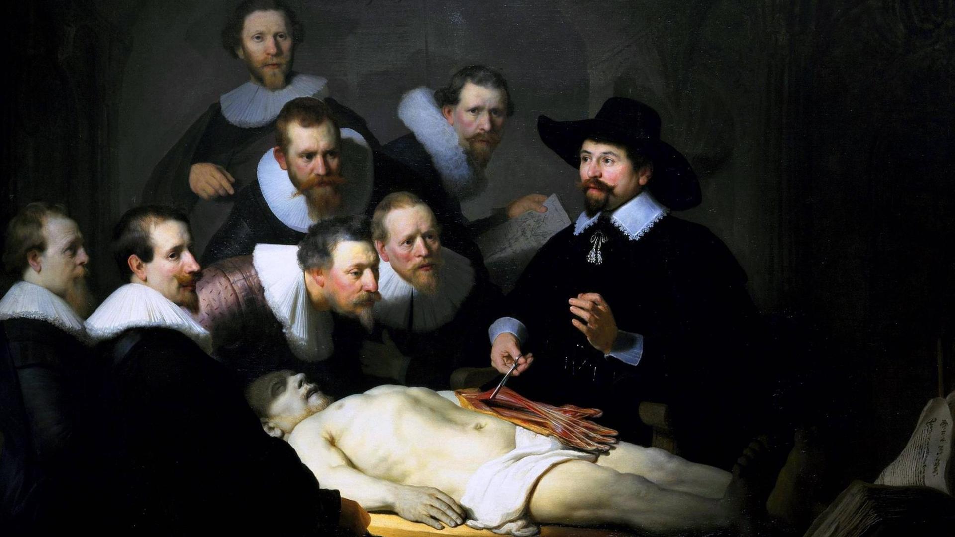 Die Anatomie des Dr. Tulp, Rembrandt van Rijn, 1632, Öl auf Leinwand, Mauritshuis, Den Haag Die Anatomie des Dr. Tulp, Rembrandt van Rijn, 1632, Öl auf Leinwand, Mauritshuis, Den Haag
