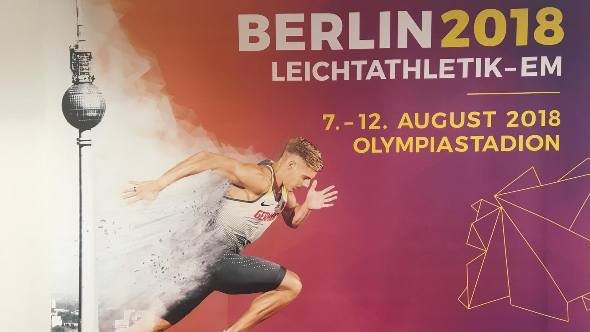 Ein Werbe-Plakat für die Leichtathletik-EM 2018 in Berlin.
