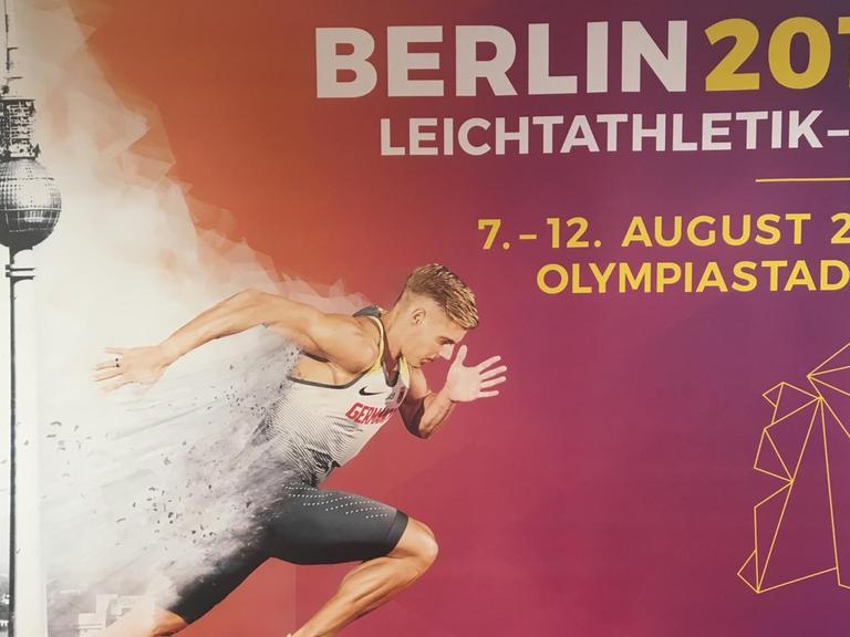 Ein Werbe-Plakat für die Leichtathletik-EM 2018 in Berlin.
