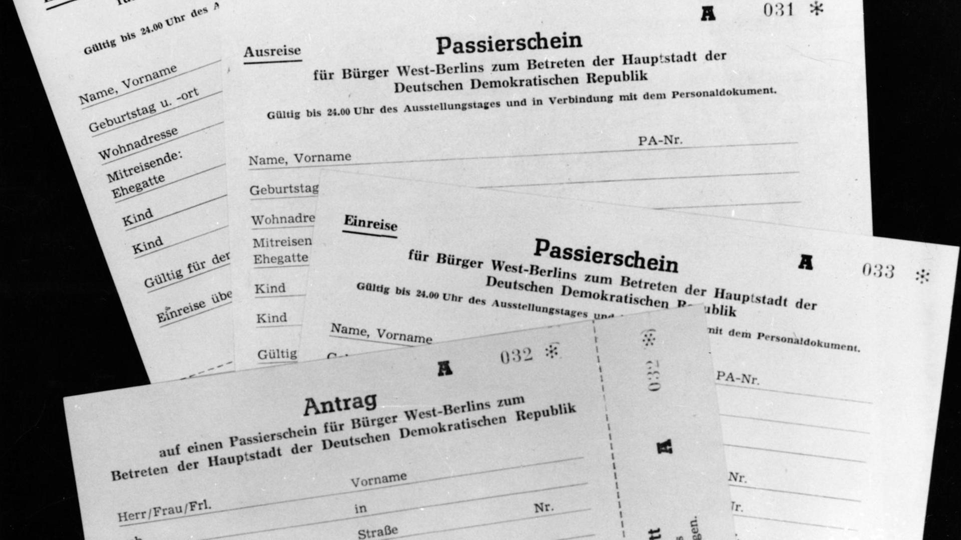 Antragsformular von 1963 auf einen Passierschein "für Bürger West-Berlins zum Betreten der Hauptstadt der DDR sowie Passierscheine für die Ein- und Ausreise" Antragsformular von 1963 auf einen Passierschein "für Bürger West-Berlins zum Betreten der Hauptstadt der DDR sowie Passierscheine für die Ein- und Ausreise"