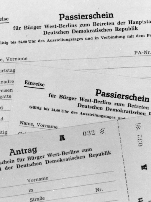 Antragsformular von 1963 auf einen Passierschein "für Bürger West-Berlins zum Betreten der Hauptstadt der DDR sowie Passierscheine für die Ein- und Ausreise"