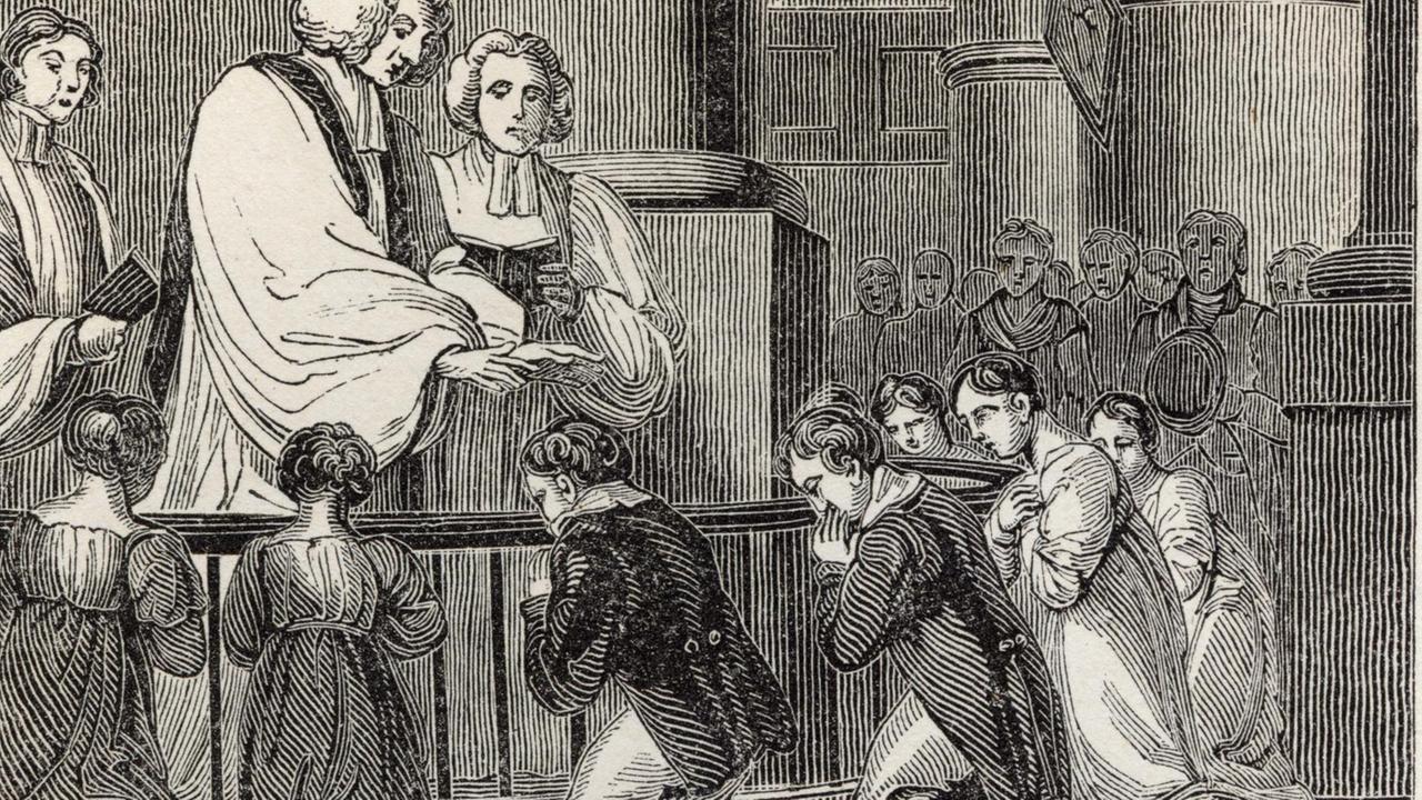 Darstellung einer Konfirmation 1820. Darstellung einer Konfirmation 1820.