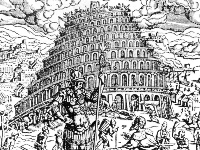 Stich von Feyerabend aus dem Jahr 1566 vom Turmbau zu Babel.