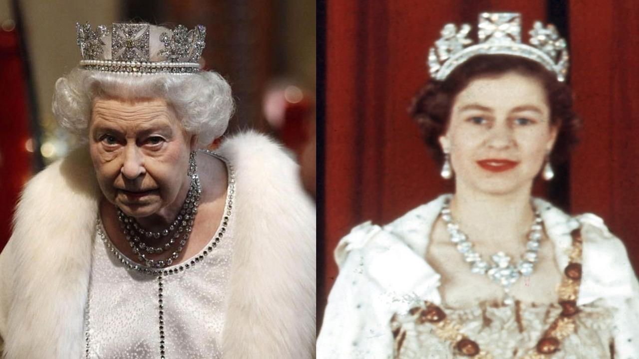 Queen Elisabeth II. mit 90 und bei ihrer Krönung mit 27 Jahren