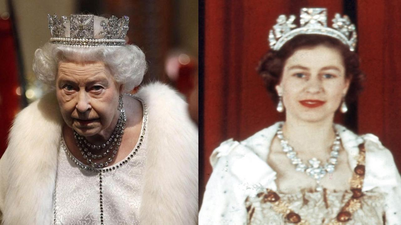 Queen Elisabeth II. mit 90 und bei ihrer Krönung mit 27 Jahren Queen Elisabeth II. mit 90 und bei ihrer Krönung mit 27 Jahren
