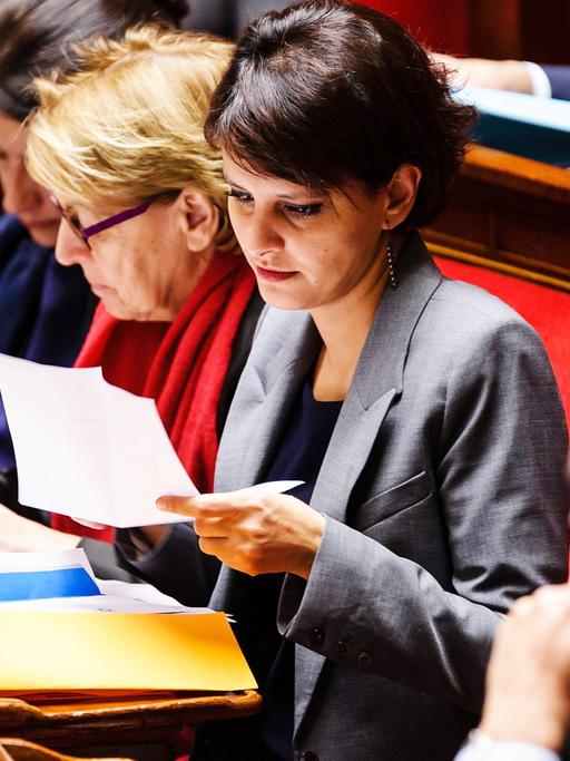 Die französische Frauenministerin Najat Vallaud-Belkacem in der Nationalversammlung
