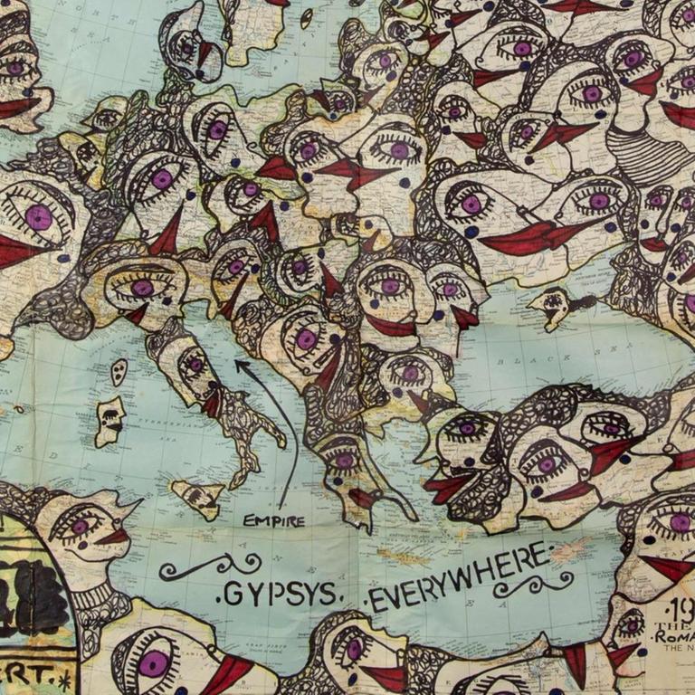 Das Bild "Back To The Future! Safe European Home" von Damian Le Bas zeigt eine Europakarte vn 1938, die der Künstler übermalt hat.
