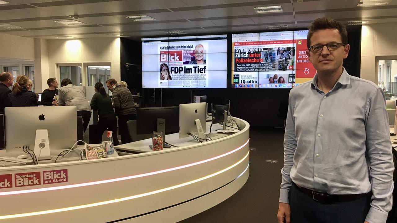 Christian Dorer, Chefredakteur der schweizerischen Boulevardzeitung "Blick" in den eigenen Redaktionsräumen Christian Dorer, Chefredakteur der schweizerischen Boulevardzeitung "Blick" in den eigenen Redaktionsräumen
