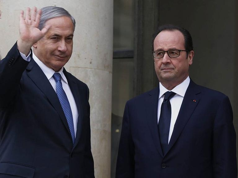 Israels Regierungschef Benjamin Netanjahu (l.) und Frankreichs Präsident Francois Hollande.