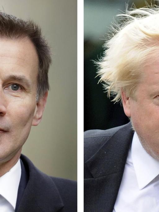 Jeremy Hunt (l), Außenminister von Großbritannien, und Boris Johnson, ehemaliger Außenminister von Großbritannien.