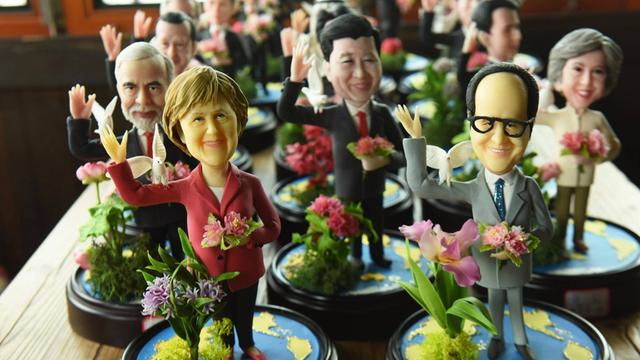 Figuren mit den Staats- und Regierungschefs, die zum G20-Gipfel im chinesischen Hangzhou erwartet werden.