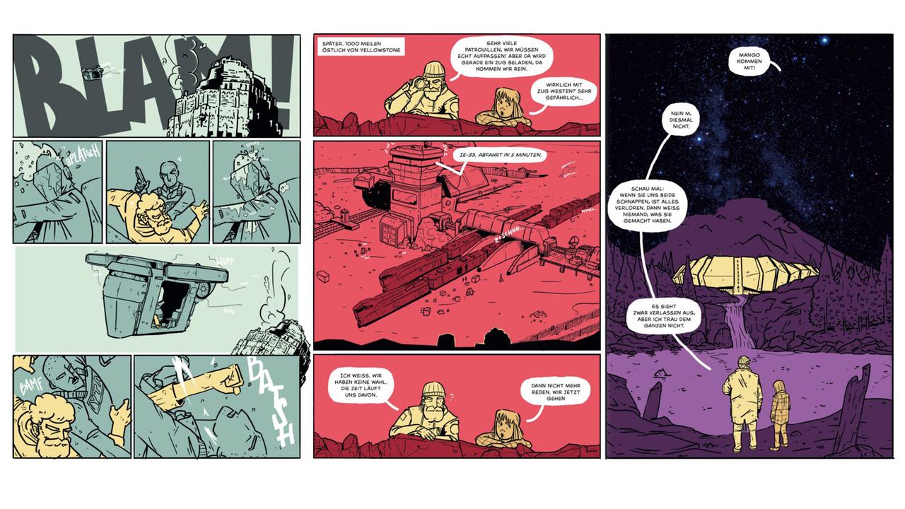 Ein Auszug aus dem Comic "Yellowstone" von Philipp Spreckels und David Scheffel-Runte. Ein Auszug aus dem Comic "Yellowstone" von Philipp Spreckels und David Scheffel-Runte.