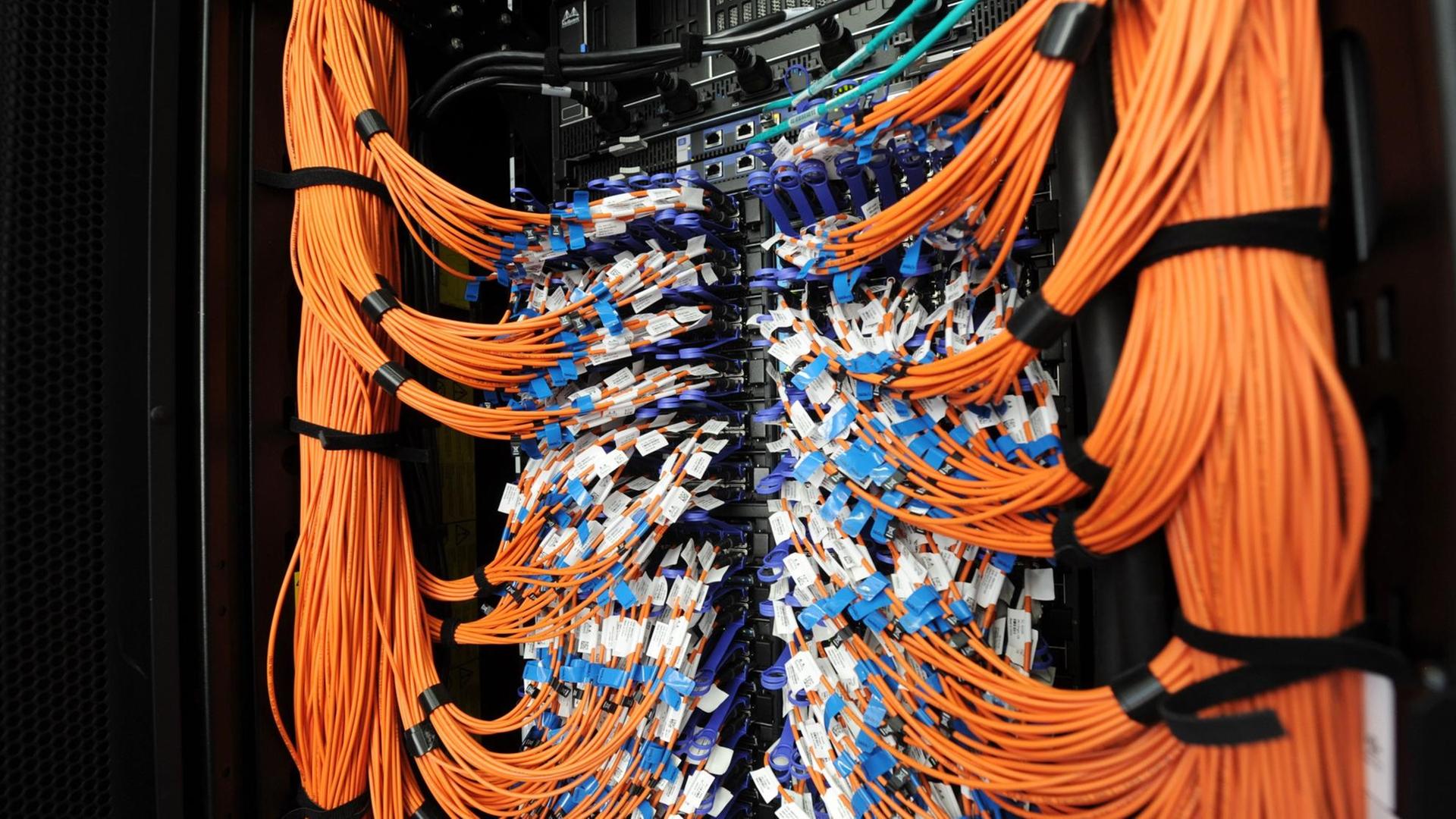 Netzwerkkabel des Hochleistungsrechners "SuperMuUC" im Leibniz-Rechenzentrum Netzwerkkabel des Hochleistungsrechners "SuperMuUC" im Leibniz-Rechenzentrum