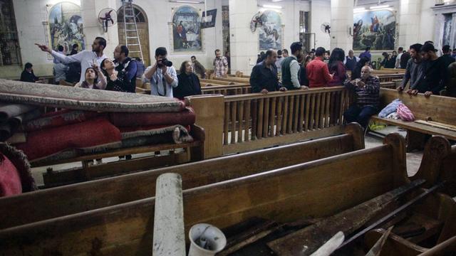 Blick in eine koptische Kirche in Tanta, Ägypten. Dort gab es einen Anschlag während des Gottesdienstes.