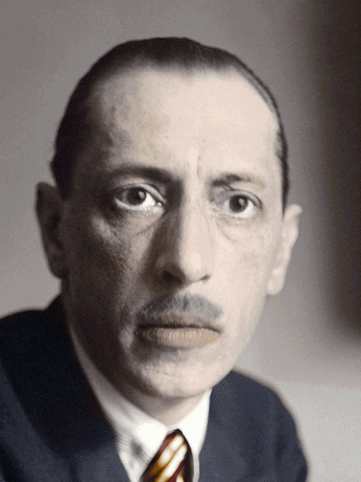 Der Komponist Igor Strawinsky 1927 (digital nachcoloriert)
