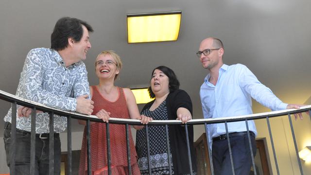 Für Deutschlandradio Kultur in Breslau: Patrick Garber, Margarete Wohlan, Katja Barton und Korbinian Frenzel (von links). Auf dem Foto fehlen Sabine Adler und Susanne Führer.