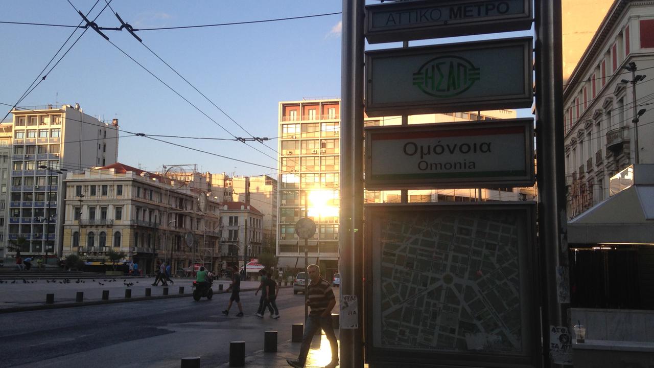 Die U-Bahnstation Omonia am zentralen Omonia-Platz in Athen.