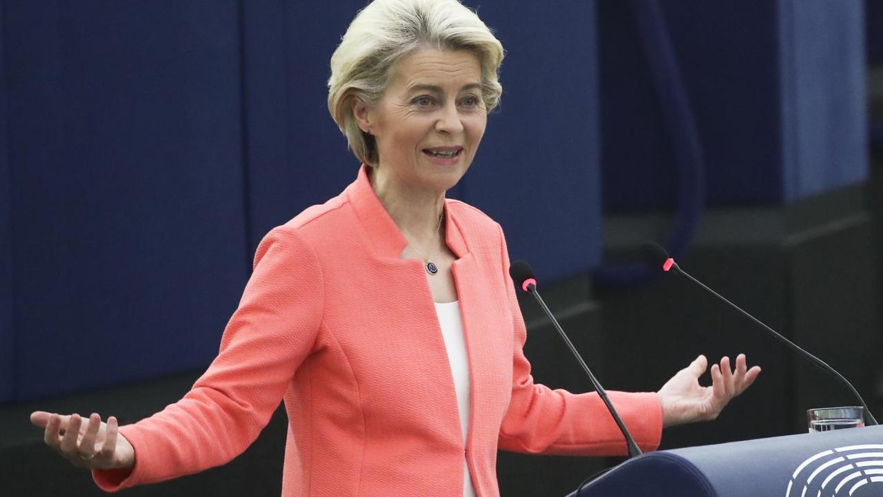 EU-Kommissionspräsidentin Ursula von der Leyen bei ihrer zweiten Rede zur Lage der Europäischen Union im Europäischen Parlament in Straßburg