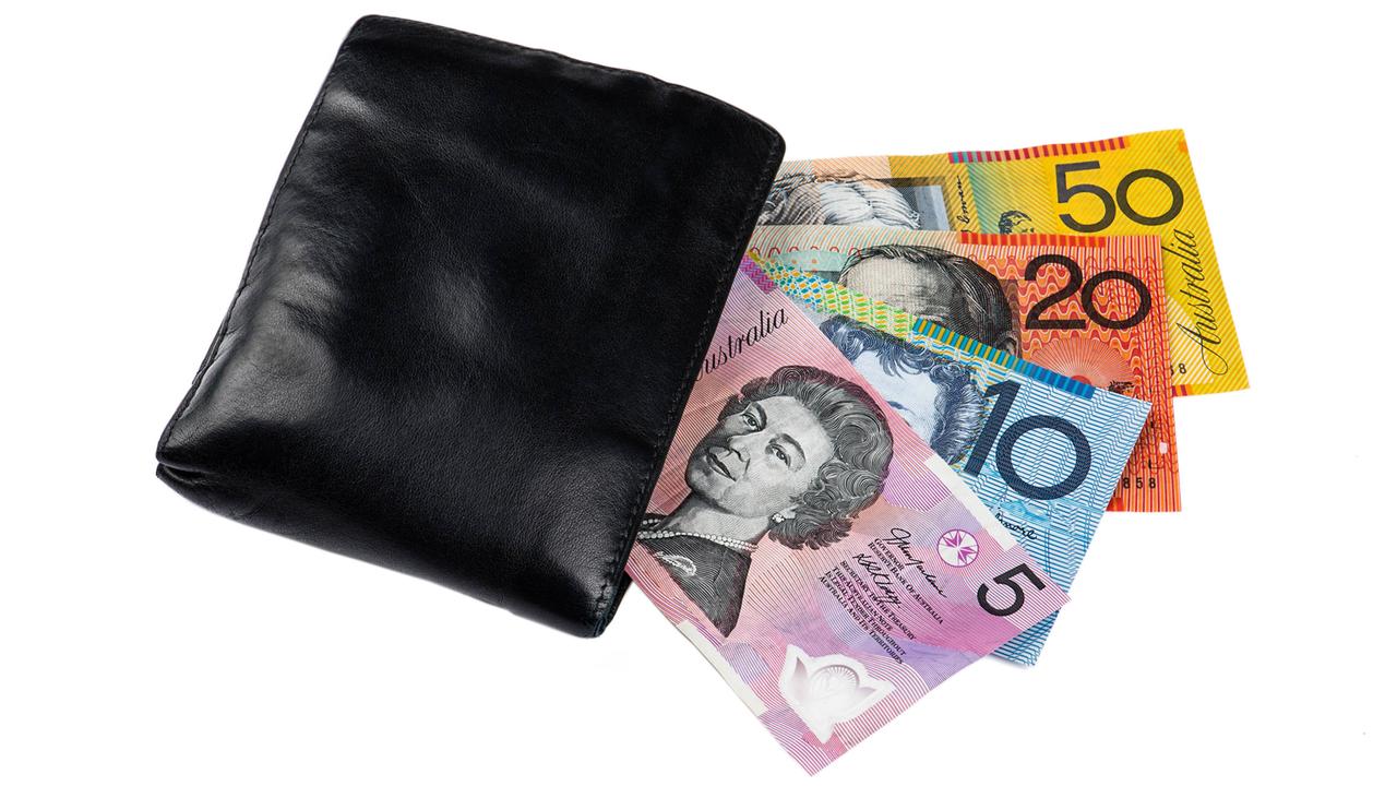 Australische Dollarscheine mit Geldbörse Australische Dollarscheine mit Geldbörse