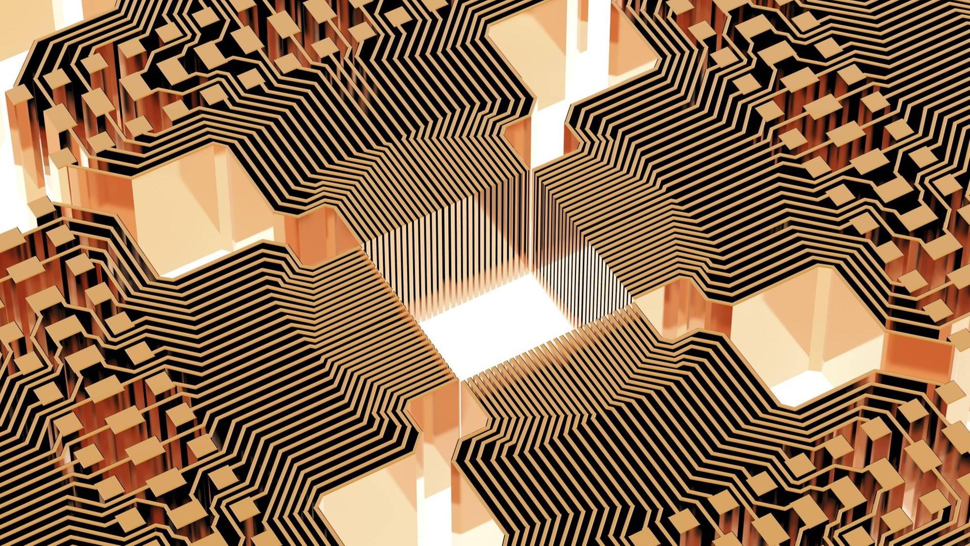 Computer-Artwork der Schaltkreise eines Quantencomputers