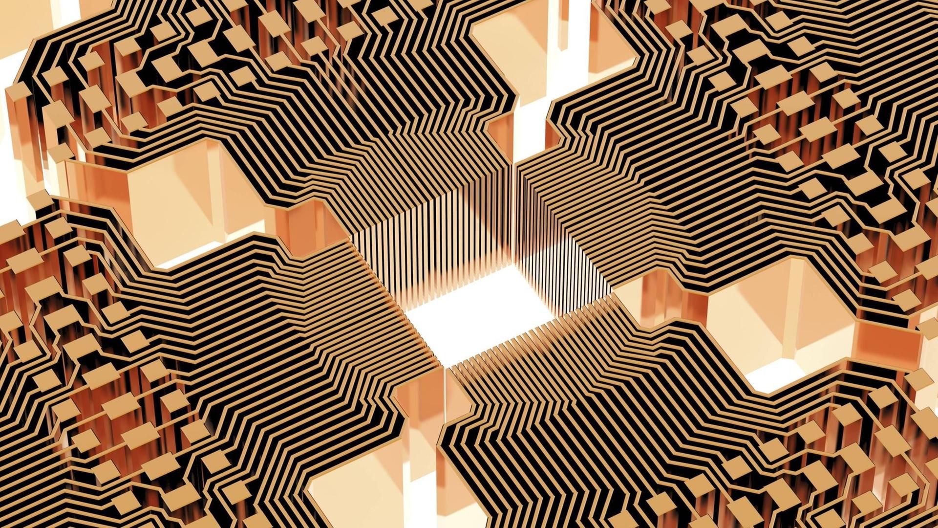 Computer-Artwork der Schaltkreise eines Quantencomputers Computer-Artwork der Schaltkreise eines Quantencomputers