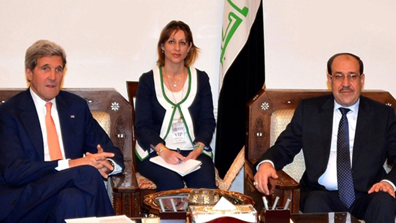 US-Außenminister John Kerry (r.) und der irakische Regierungschef Nuri al-Maliki. US-Außenminister John Kerry (r.) und der irakische Regierungschef Nuri al-Maliki.