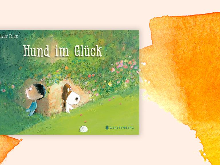 Das Buchcover des Kinderbuchs "Hund im Glück" von Oliver Tallec zeigt eine Zeichnung von einem kleinen Jungen und einem Hund auf einer Wiese.