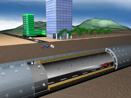 Energieautarke, über Funk vernetzte Sensoren in der Tunnelwand sollen die Stabilität der Röhre überwachen Energieautarke, über Funk vernetzte Sensoren in der Tunnelwand sollen die Stabilität der Röhre überwachen