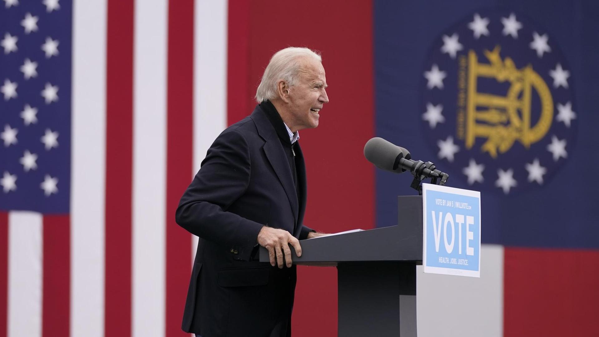 Der künftige Präsident von dem Land USA, Joe Biden, spricht auf einer Veranstaltung. Der künftige Präsident von dem Land USA, Joe Biden, spricht auf einer Veranstaltung.