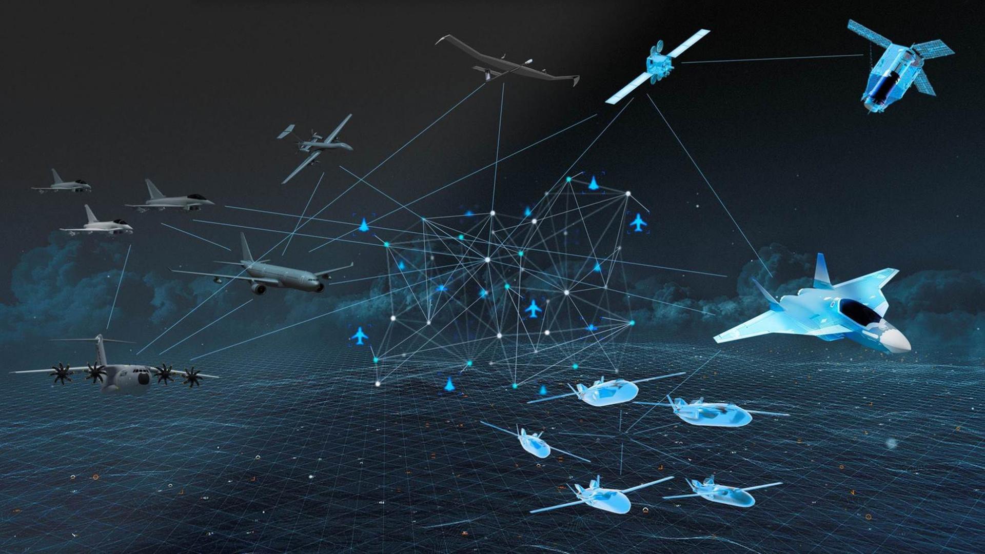 Graphische Darstellung des Future Combat Air Systems (FCAS) Graphische Darstellung des Future Combat Air Systems (FCAS)
