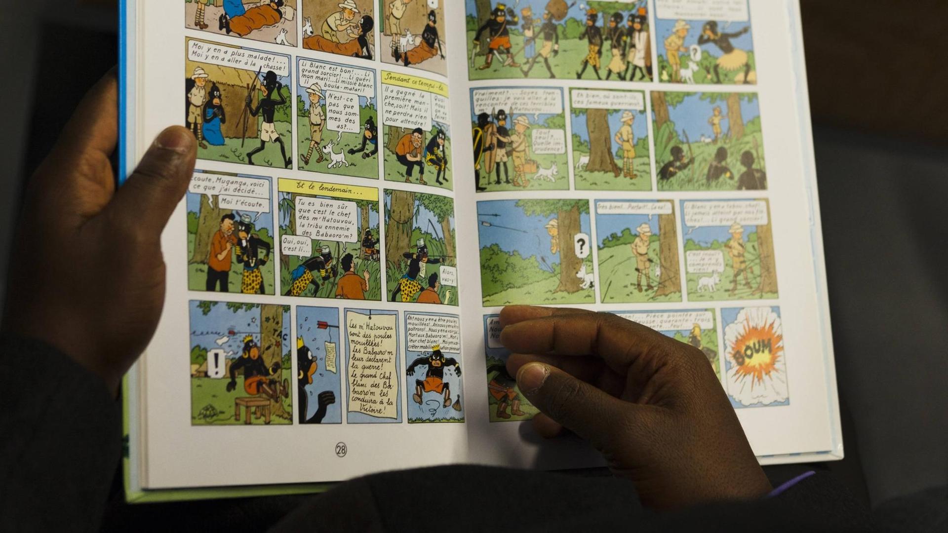 Bienvenu Mbutu Mondondo hält die Darstellungsweise von Afrikanern in "Tim und Struppi im Kongo" für rassistisch. Bienvenu Mbutu Mondondo hält die Darstellungsweise von Afrikanern in "Tim und Struppi im Kongo" für rassistisch.
