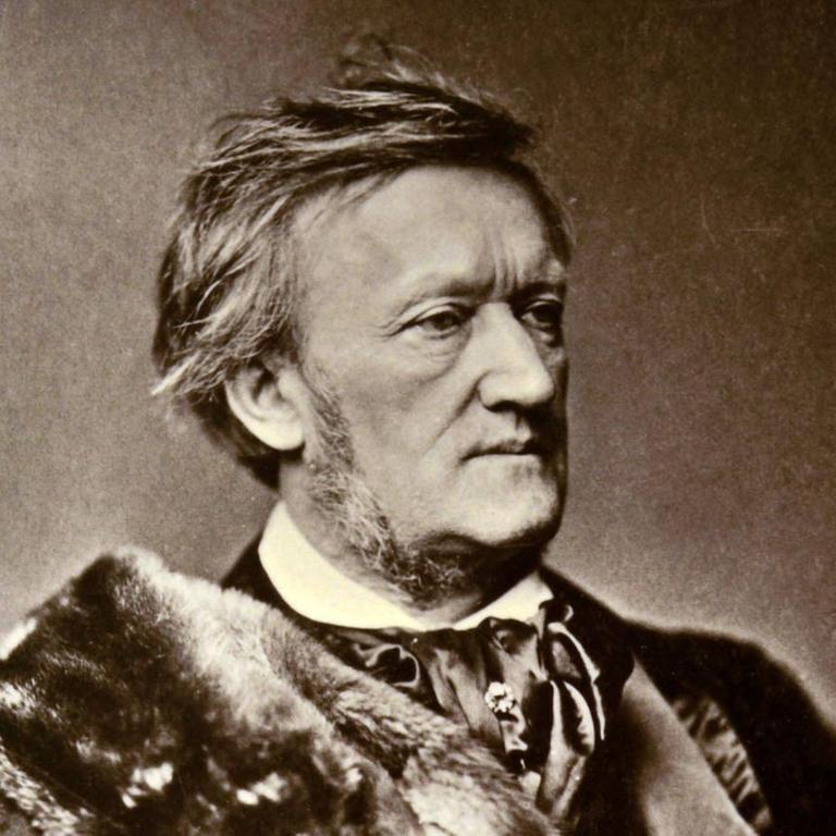 Eine historisches Porträt von Richard Wagner aus dem Atelier Franz Hanfstaengl in München, aufgenommen von Edgar Hanfstaengl vermutlich 1871/1872.