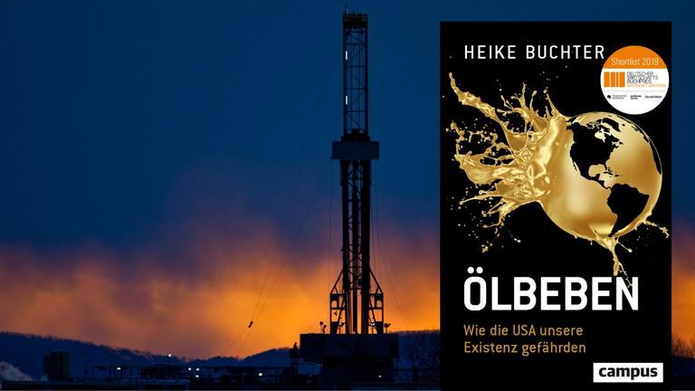 Ein Fracking-Bohrturm in der Abenddämmerung. Fracking-Bohrturm nahe Tunkhannoclk, Pennsylvania, USA Ein Fracking-Bohrturm in der Abenddämmerung. Fracking-Bohrturm nahe Tunkhannoclk, Pennsylvania, USA