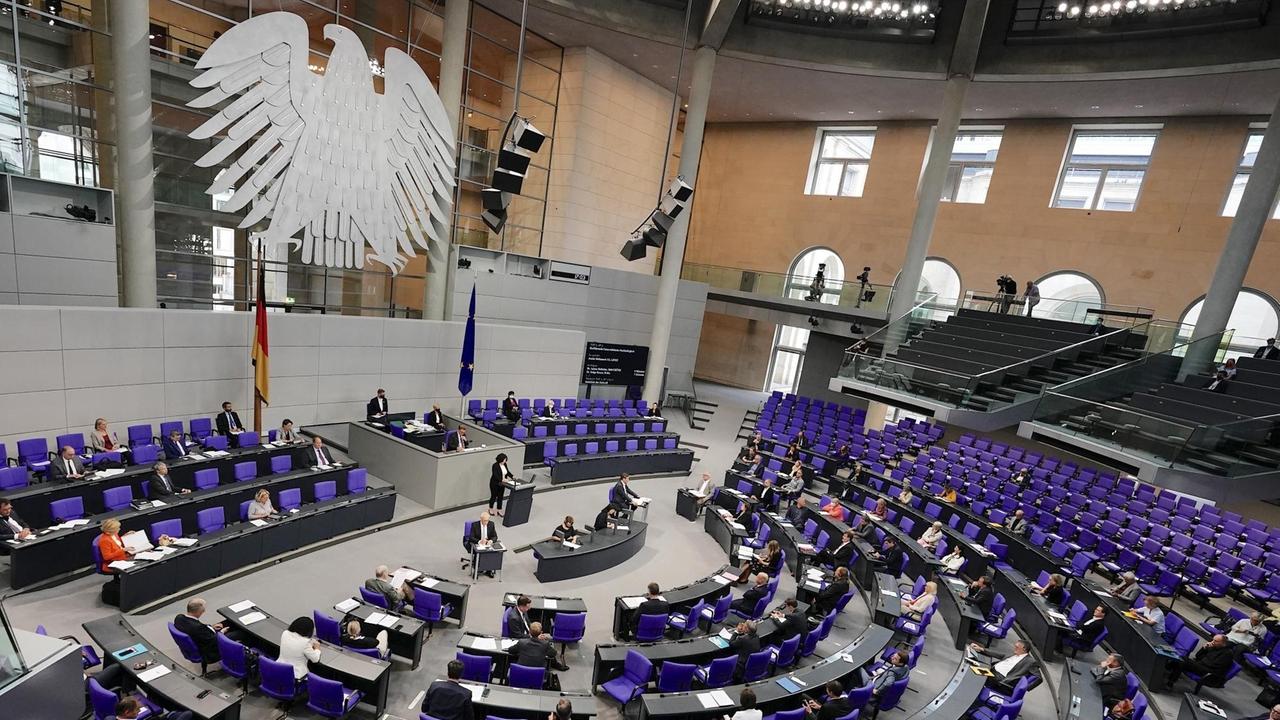 Der Plenarsaal, aufgenommen am 16.09.2020 bei der Generaldebatte zu Nachhaltigkeit im Bundestag