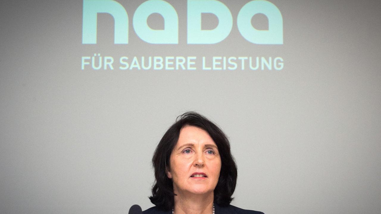 Die Vorstandsvorsitzende der NADA, Andrea Gotzmann, äußert sich am 01.06.2016 in Berlin vor Journalisten. Die Nationale Anti-Doping-Agentur (NADA) stellt im Otto Bock Science-Center in Berlin ihre Bilanz für das Jahr 2015 vor Die Vorstandsvorsitzende der NADA, Andrea Gotzmann, äußert sich am 01.06.2016 in Berlin vor Journalisten. Die Nationale Anti-Doping-Agentur (NADA) stellt im Otto Bock Science-Center in Berlin ihre Bilanz für das Jahr 2015 vor