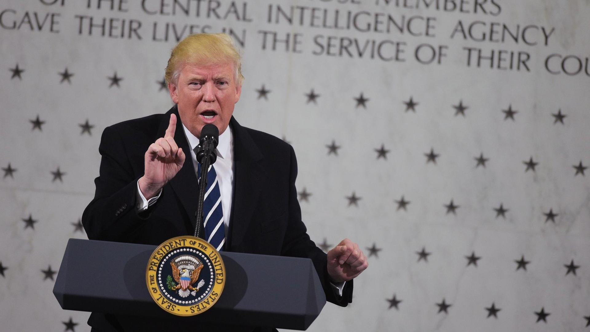 US-Präsident Trump während seiner Rede bei der CIA US-Präsident Trump während seiner Rede bei der CIA