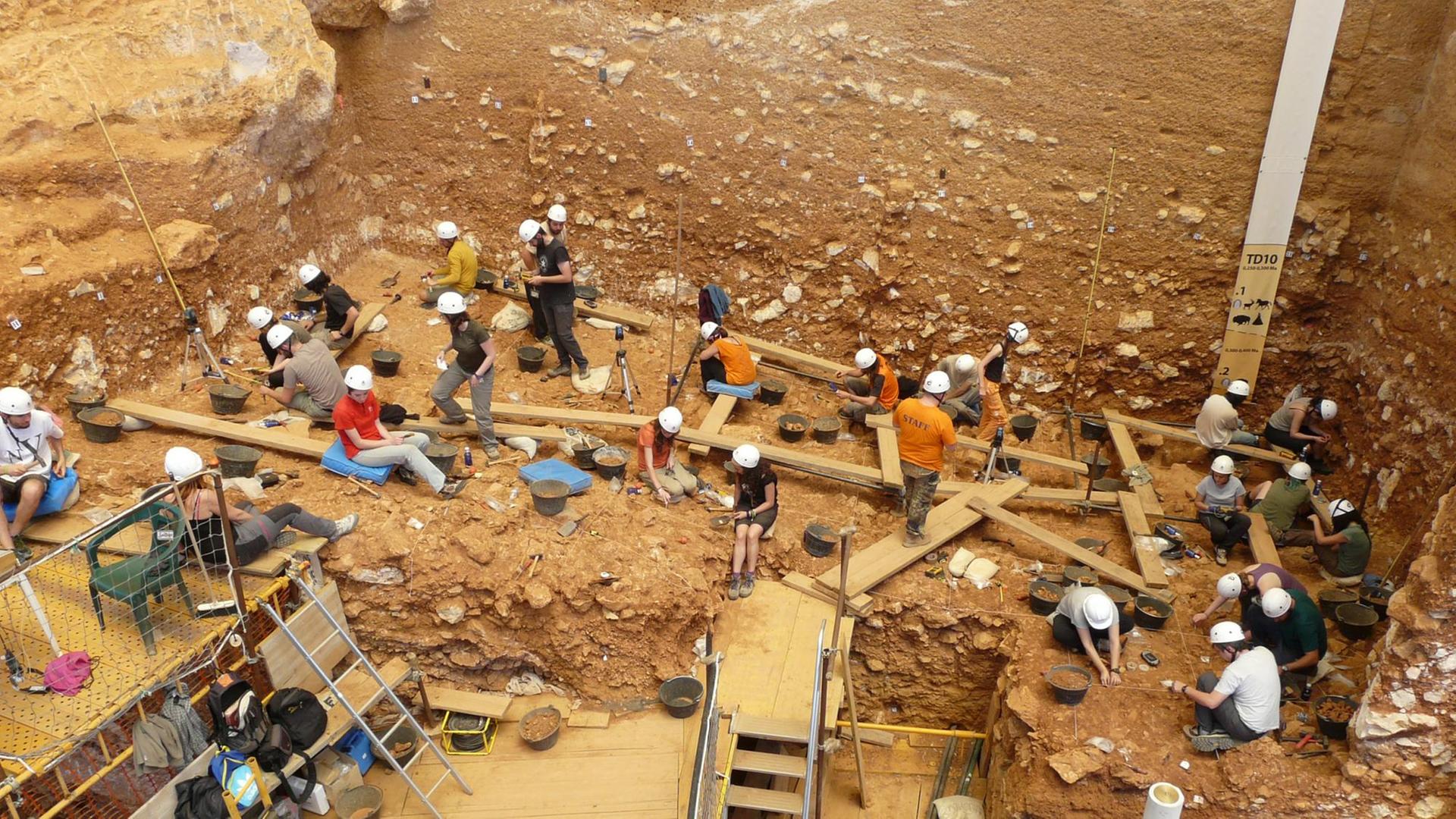 In der Ausgrabungsstätte in Atapuerca laufen die Arbeiten auf Hochtouren