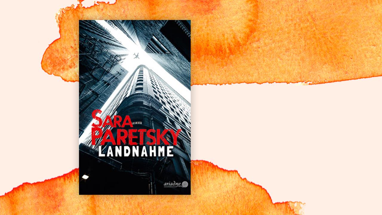 Das Cover von Sara Paretzkys Buch "Landnahme" auf orange-weißem Hintergrund.