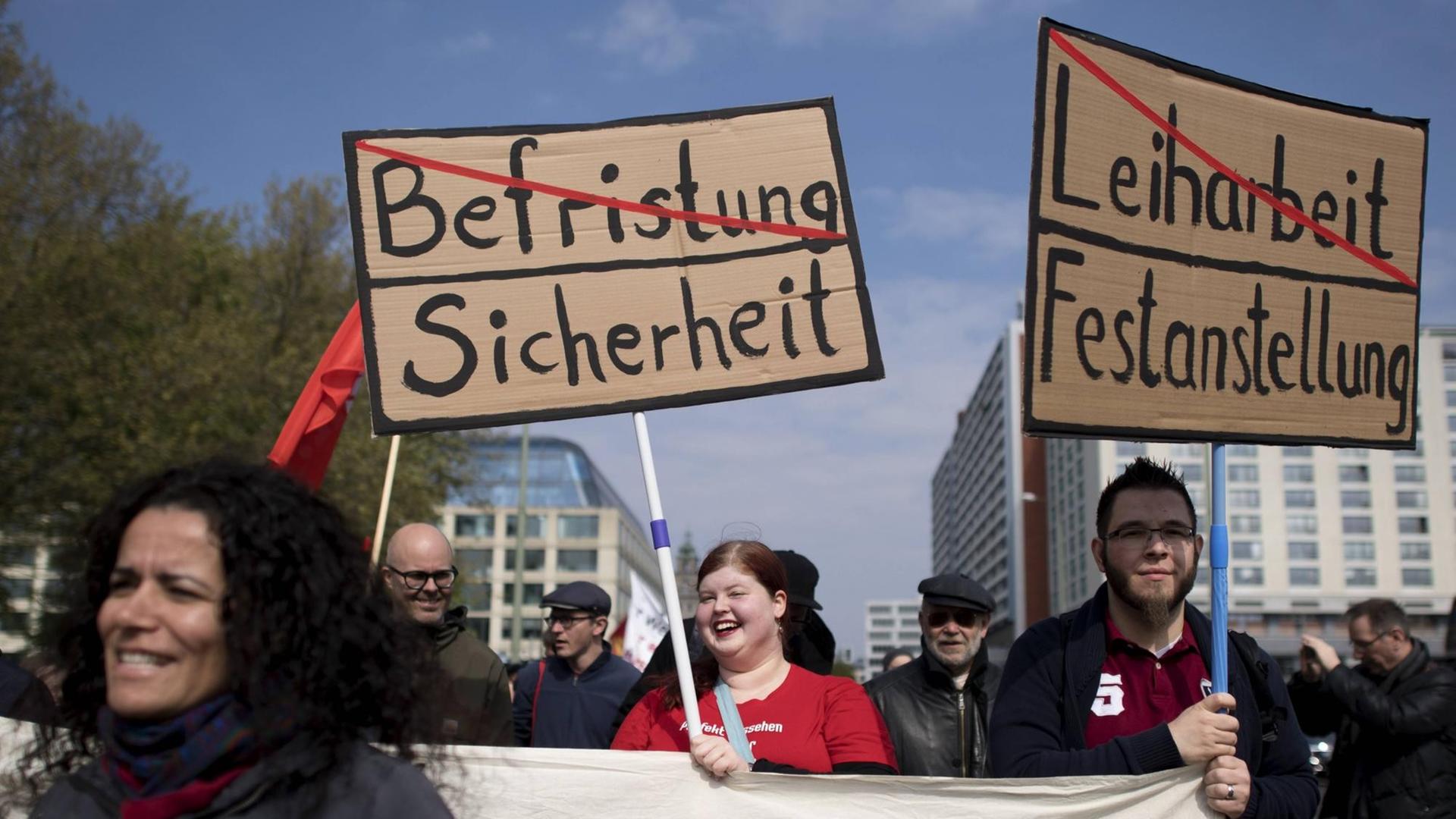 Demonstration des DGB zum 1. Mai 2017 gegen Zeitarbeit.