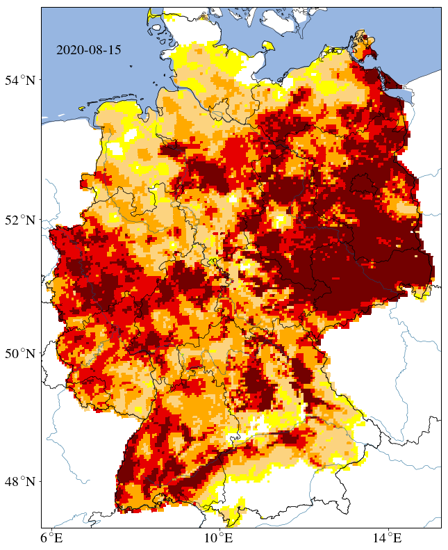 Dürremonitor Deutschland des Helmholtz-Zentrum für Umweltforschung vom 15. August 2020 Dürremonitor Deutschland des Helmholtz-Zentrum für Umweltforschung vom 15. August 2020